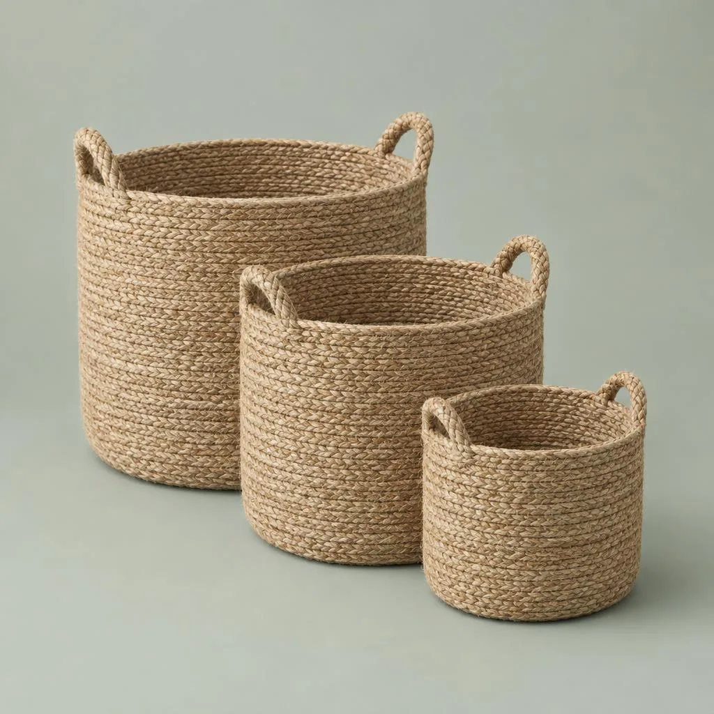 Jute storage basket, set of 3